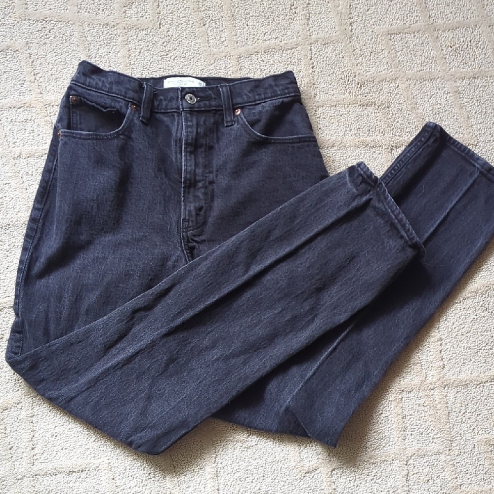 Abercrombie & Fitch Charcoal 90s Straight Ultra High Rise Jeans Denim